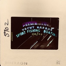 1983 Santa Monica Yacht Harbor Neon Sign 35mm Slide California Coast Night picture