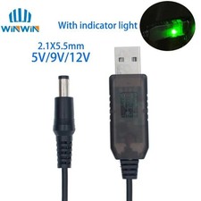 USB 5V to 9V 12V DC Power Boost Converter Cable 2.1x5.5mm 1M Adapter picture