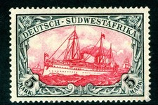 Germany 1901 SWA Southwest Africa 5 Mark Unwmk Ship Signed Scott #25 MNH H188 picture