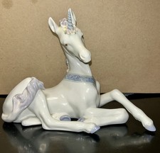 Lladro Little Unicorn Porcelain  Figurine #5826 Lavender & White No Box picture