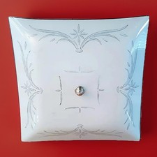 Vtg 1960s/70s MCM Retro Starburst Floral Shade Semi Flush Mount Light Fixture picture