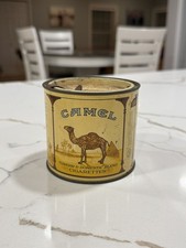 Vintage 1930s-40s Camel Cigarettes 100s Round Tin RJ Reynolds Connecticut Tax picture