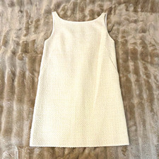 Rebecca Taylor Ivory Tweed Solid Sleeveless Scoop Neck Shift Dress Size 0 picture
