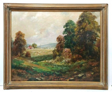 LISTED AMERICAN JOSEPH SLOMAN Sd O/C ANTIQUE RURAL LANDSCAPE CLOSED CORNER FRAME picture