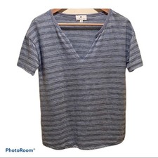 Socialite Blue and Heathered Unisex XS Grey Acid Wash T-Shirt Print Stripped picture