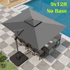 9'x 12' Large Patio Umbrella Outdoor Cantilever Umbrella Double Top 360°Rotation picture