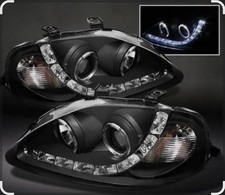 New 1996-1998 Honda Civic Projector Headlights w/ R8 Style LED Light Strip picture