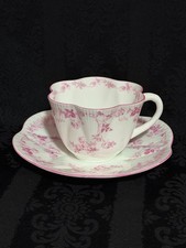 Rare Shelley Dainty Pink Trailing Rose Vine Tea Cup & Saucer #12086/11 - c.1932 picture
