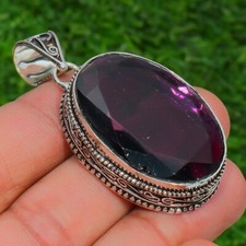 African Amethyst Gemstone Handmade 925 Sterling Silver Oval Cut Jewelry Pendant picture