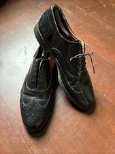 Vintage Walk Over Black Leather Rugged Wingtip Shoes Vibram Sole Rochester Trees picture