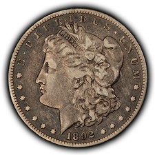 1892-CC $1 Morgan Silver Dollar - VF Key Date Carson City - SKU-B6102 picture
