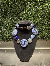  VINTAGE KAZURI HAND FORMED CERAMIC BEAD NECKLACE picture