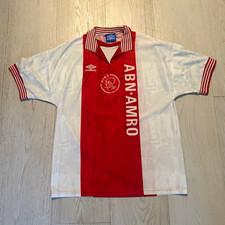 1993–1994 AFC Ajax Home Jersey Shirt White/Red Size L Umbro Retro  picture