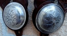 Dove Tail Border stamped 2 in. Domed Silver Conchos Spur Straps picture