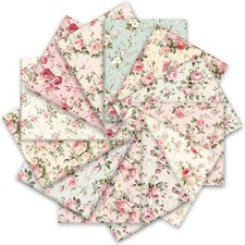 Whaline 12Pcs Spring Cotton Fabric Bundles Pink Vintage Rose Fat Quarters Pastel picture