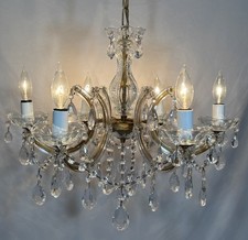 Vintage Italian Maria Theresa Style Cut Crystal & Gilt Iron Chandelier Italy picture