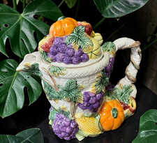 Fitz & Floyd Omnibus Harvest Bounty Cornucopia Ceramic 1993 Teapot Tea Pot 30 OZ picture