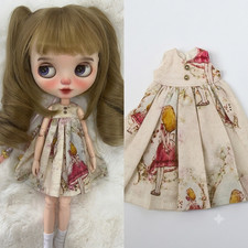 Handmade Blythe Doll Floral Print Dress Vintage Sleeveless Outfit Clothes Ob24 picture