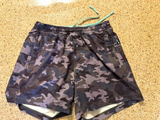 birddogs Men's Gray/Black Camo Lined Stretch Knit Shorts Drawstring Pockets picture