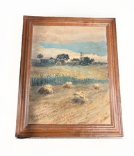 SWEET ANTIQUE LANDSCAPE IMPRESSIONIST WATERCOLOR PAINTING SIGNED & DATED 1875 NY picture