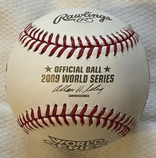 RAWLINGS 2009 NY YANKEES OFFICIAL MLB WS LOGO BASEBALL WITH GAME SCORES-PHILLIES picture