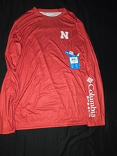 COLUMBIA Men's NCAA Terminal Shot L/S Top New Nebraska Cornhuskers Mens Large picture