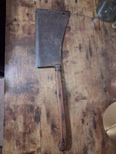 Antique Foster Bros No 12 Hog Splitter Cleaver Butcher Knife Long Wood Handle picture