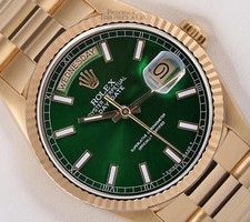 Rolex Day-Date 18038 Presidential 18k Gold 36mm Watch-Green Stick Marker Dial picture