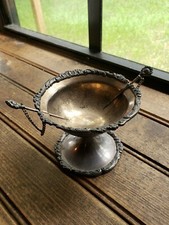 Vintage Quadruple RARE Silverplate Grapefruit/Orange Serving Dish Bowl & Prongs picture