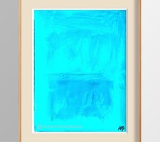 PDQ Original 12x9 Abstract Cyan Abstract Rectangles Painting Signed Art On Paper picture