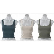 3 Pcs SKIMS Women's Gray Beige Olive Green Sleeveless Crop Tank Top Sets Sz M picture