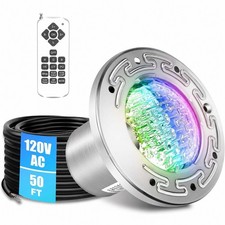 50FT RGB LED Swimming Pool Light 120V AC Stainless Steel w/ Remote picture