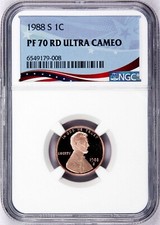1988-S Lincoln Cent Graded PF70RD Ultra Cameo by NGC - Registry Quality Coin picture