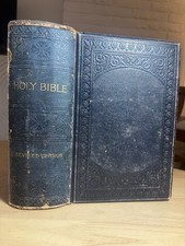 Antique 1881 Holy Bible Revised Large Full Leather AEG Family Records Crowell picture