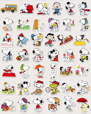 100pc SNOOPY- CHARLIE BROWN INSPIRED Stickers - Locker, Truck, Laptop, Bicycle + picture