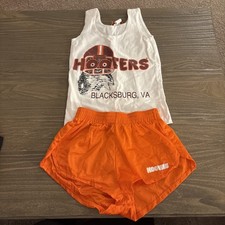 SET- VTG Hooters Uniform Tank Top, Orange Shorts Blacksburg, VA VTech Football picture