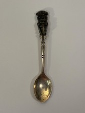 Vintage Mexican Sterling Silver 925 Spoon Carved Black Stone Handle Hecho En Mex picture