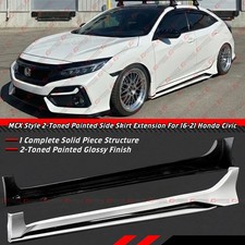 For 16-21 Honda Civic Sedan Hatchback FC FK4 FK7 CTM White Side Skirt Extension picture