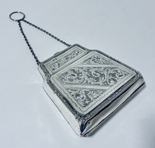Antique Solid Sterling Silver Ladies Evening Bag Coin Purse Chatelaine 1916 picture