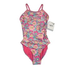 Dolphin Uglies Girls One Piece Swimsuit Size 12 Pink Floral picture