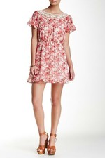Want & Need Women's Ivory Rose Crochet Neck Dress 139314 Sz. L picture