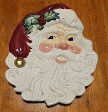Omnibus by Fitz and Floyd Santa Face Canape Plate Ceramic Boxed Christmas picture
