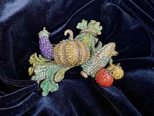 HEIDI DAUS Swarovski multi colored crystal autumn fall harvest Brooch Pin picture