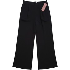 Indero Wide Leg Trousers L/XL Black High Waisted Pleated Pockets Dark Academia picture