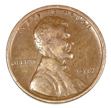 1917-S 1C BN Lincoln Cent- Choice VF- SMH-2425 picture