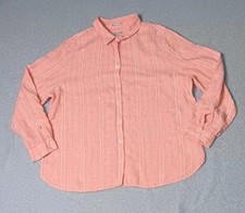 Chicos No Iron 100% Linen Long Sleeve Button Up Womens Size 3 Coral Pink... picture