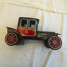 Antique Japanese Tin Litho Wind-Up Car Clockwork Automobile Made in Japan picture