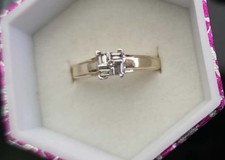 Elegant Solid 10K Yellow Gold Diamond Baguette Cluster Ring by ADL picture