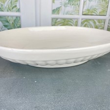 Vintage HAEGER Pottery White Large Oval Ribbed Serving Platter #293 Made In USA picture