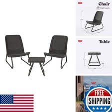 Keter Rio 3 Piece Resin Wicker Patio Furniture Set Dark Grey picture